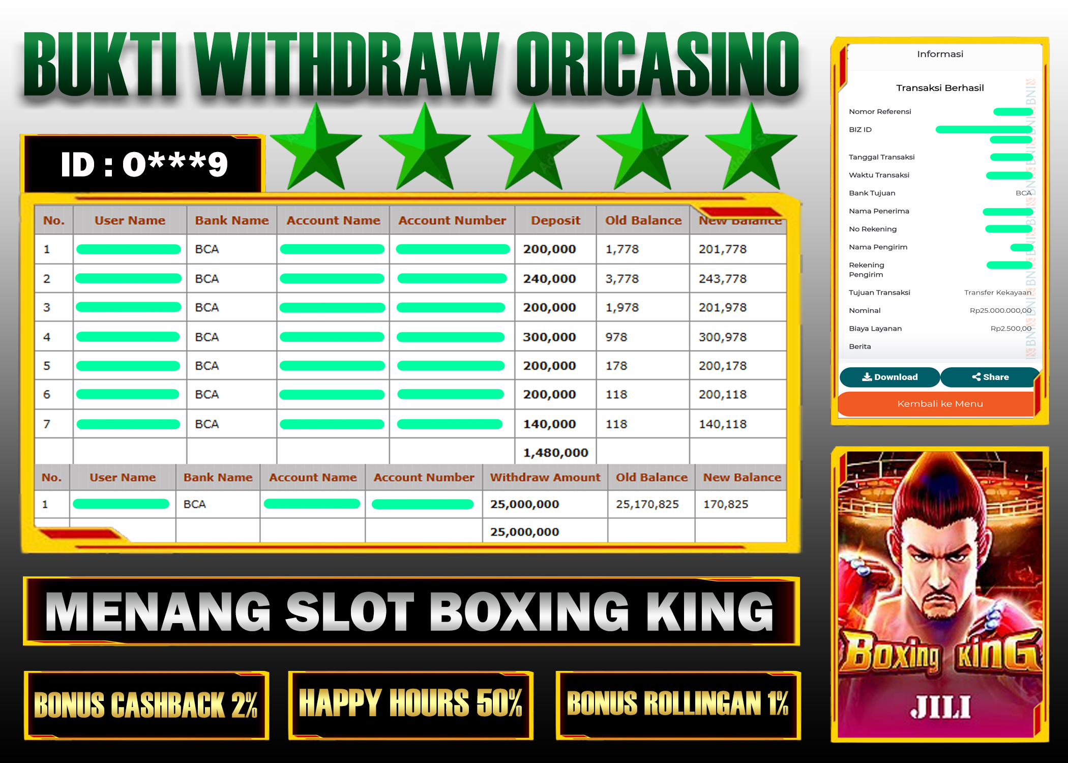 BUKTI KEMENANGAN SLOT BOXING KING PROVIDER JILI